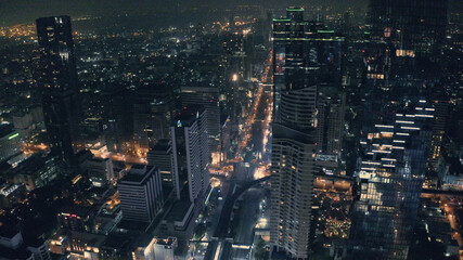 Fototapeta na wymiar Aerial view of Bangkok at Night