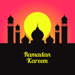 Ramadan Kareem mosque islamic background vector design illustration