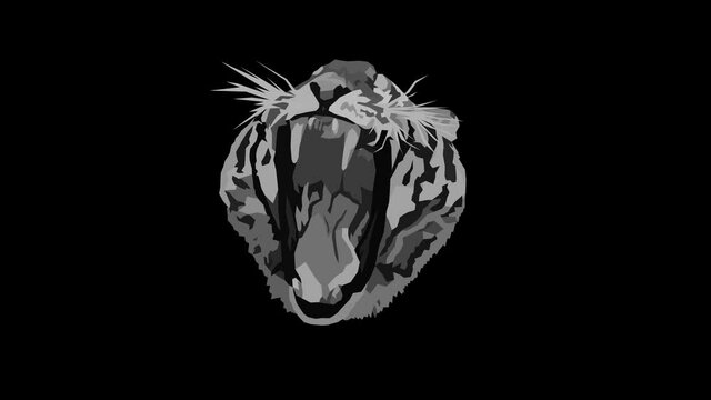 Animated Sumatran Tiger Cat Yawning Animation Loop