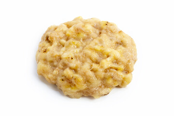 Mashed Bananas on white background.