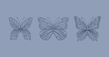 three cute butterflies