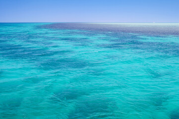 Fototapeta na wymiar Red Sea background, clean blue water, small waves, coral reef