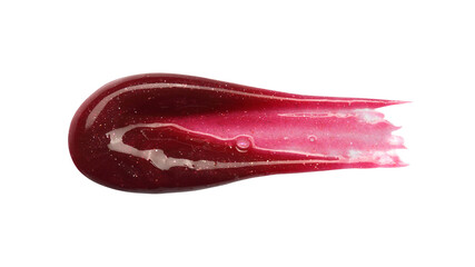 Smudged red lip gloss sample isolated