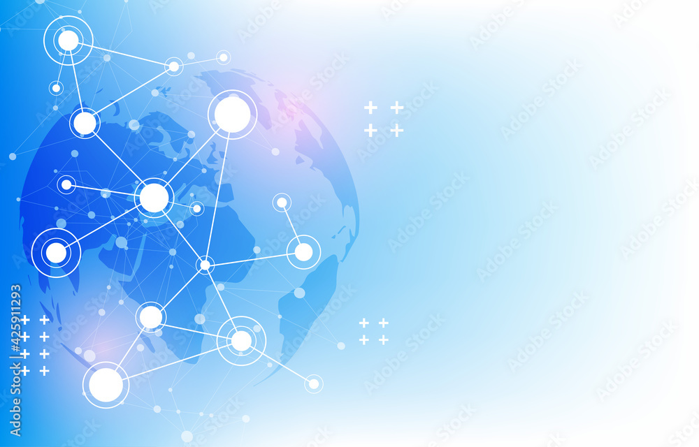 Poster vector world telecom network concept.futuristic geometric background