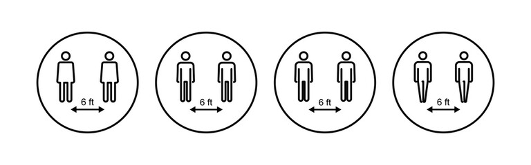 Social distance icon set. social distancing icon. self quarantine sign