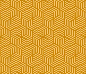 Behang Illustratie gele zeshoek patroon achtergrond die naadloos is © Karen Roach
