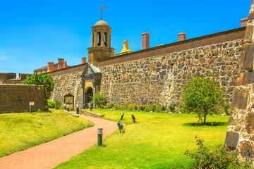 Cape Town, South Africa - January 11, 2014: green courtyard of Castle of Good Hope of Cape Town legislative capital city of South Africa.