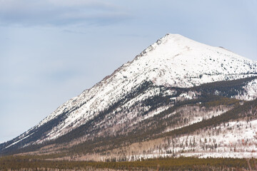 Spectacular northern Canadian mountains seen outside of Whitehorse, Yukon in early spring, late...