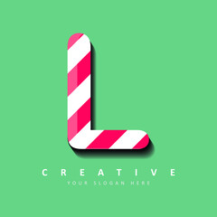 Letter L Candy Logo Design. Vector Illustration