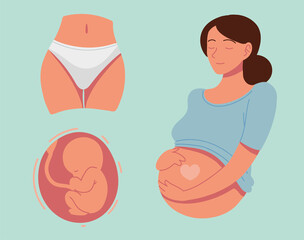 female body pregnant - obrazy, fototapety, plakaty