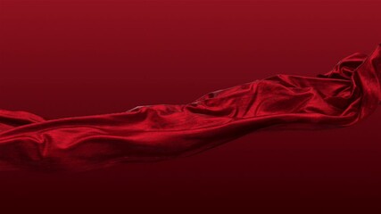 Red Fabric Silk Texture Cloth Floating in Wavy Wind with Luma Matte - Powered by Adobe