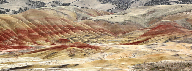 Painted Hills, a natural geologic landmark, one of the natural wonders of the state of Oregon, USA	