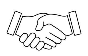 Insert two hands together, shaking hands on a white background.
