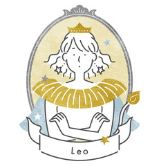 十二星座のしし座の女の子・フレームあり（ベクター）