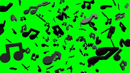 Black musical notes on green chroma key background.
3D rendering abstract illustration.
