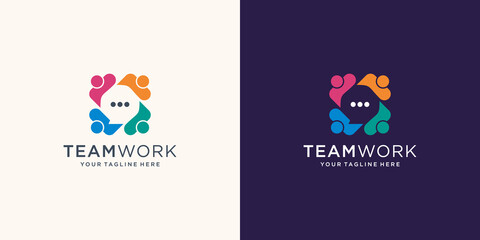 Abstract people vector logo design represents teamwork, diversity, signs and symbols. Premium Vector