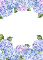 紫陽花のフレーム　水彩イラスト