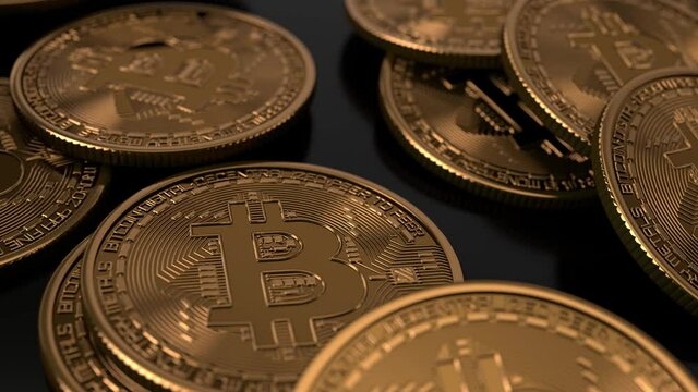 Bitcoin Cash (BCC) coin. Money futuristic network business concept. Digital background. Virtual reality, cyber. Blockchain technology, mining concept. Camera rotation. 3d animation of 4K