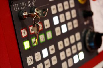 key switches and buttons on a control panel