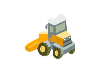 Bulldozer illustration with white background