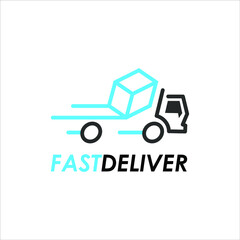 logistic truck logo design trailer transport express cargo box fast delivery company template idea