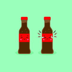 Cute Cola Bottle with Smiling and Sad