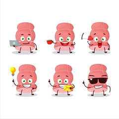 Boiled sausage cartoon character with various types of business emoticons