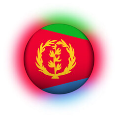 Glass light ball with flag of Eritrea. Round sphere, template icon. Eritrean national symbol. Glossy realistic ball, 3D abstract vector illustration highlighted on a white background. Big bubble