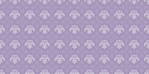 Stylish background pattern with floral ornaments on a purple background. Seamless wallpaper texture for your design. Vector graphics
