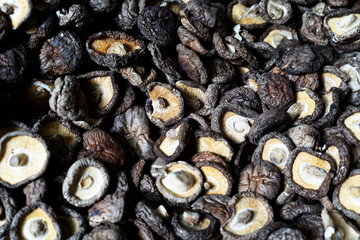 Dried Mushroom in a Basket on white background