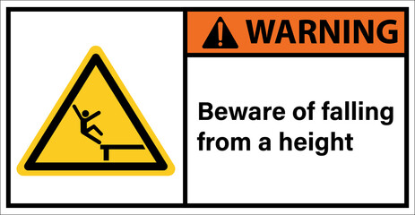 Different types of warning signs, beware of falling from a height.,Warning sign