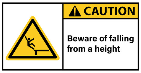 Different types of warning signs, beware of falling from a height.,Caution sign