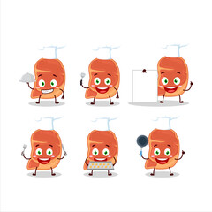 Cartoon character of steak with various chef emoticons