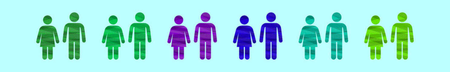 set of plaid rest room cartoon icon design template with various models. vector illustration isolated on blue background