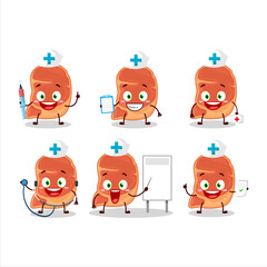 Doctor profession emoticon with steak cartoon character