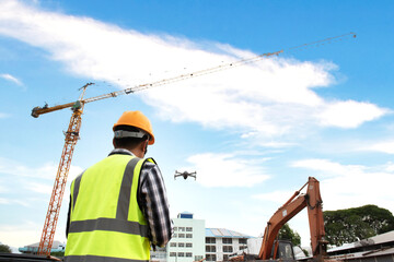 Construction Work Inspection Drone Supervisor Construction Site Inspection by Civil Engineers Using...