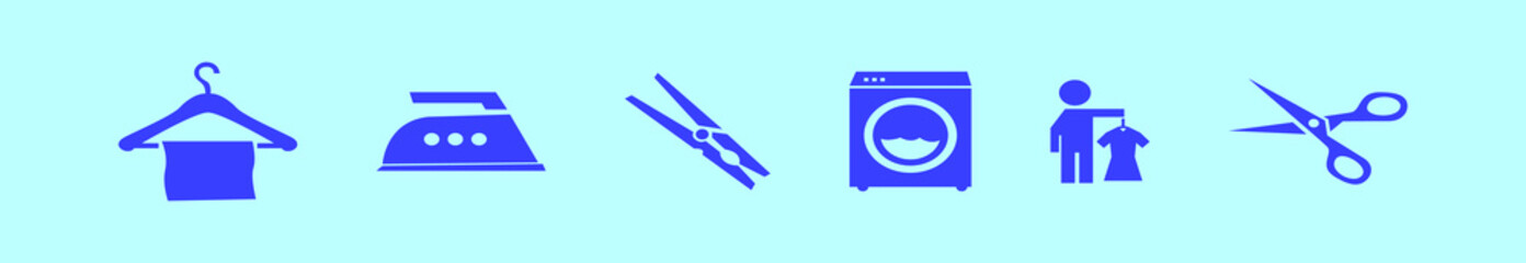 set of laundry and washing cartoon icon design template with various models. vector illustration isolated on blue background