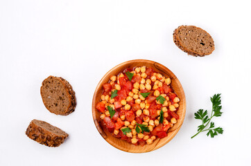 Chickpeas with tomatoes and parsley