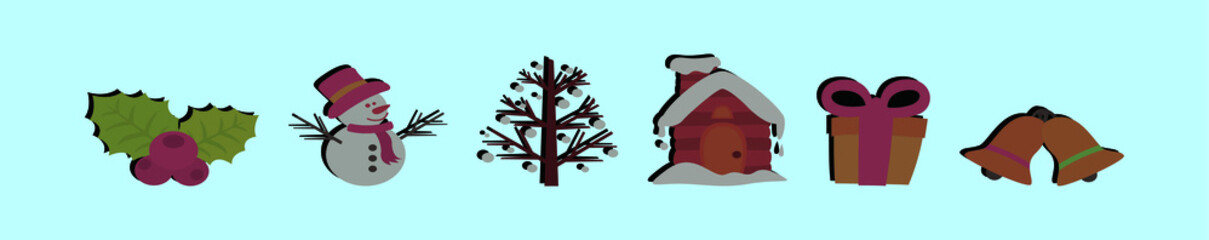 set of christmas cartoon icon design template with various models. vector illustration isolated on blue background