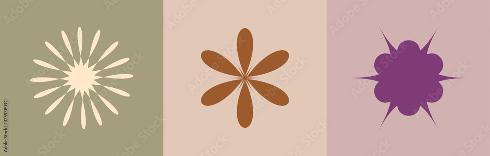 Poster set of floral geometric pattern design. abstract geometric shape sign. modern texture decoration ele