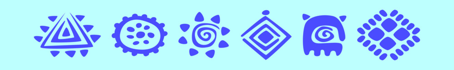 set of hawaii tribal cartoon icon design template with various models. vector illustration isolated on blue background