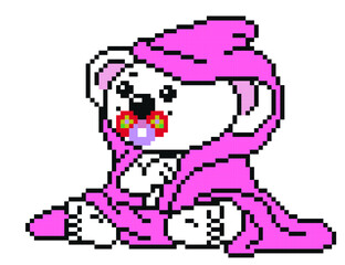 bear pixel art on white background.