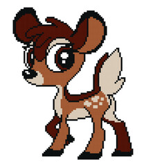 deer pixel art on white background.