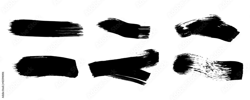 Poster set of paint ink scratch isolated on white background. grungy blank line stroke. modern paint brush 