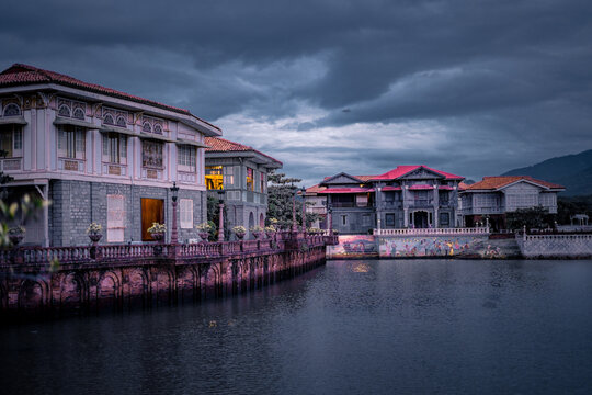 Beautifully reconstructed Filipino heritage and cultural houses that form part of Las Casas FIlipinas de Acuzar resort at Bagac, Bataan, Philippines.