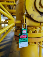 The photo is isolated valve by lock key with tag for maintenance.