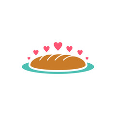 Love Bakery logo design vector illustration, Creative Bakery logo design concept template, symbols icons