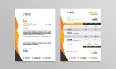 Corporate business branding identity or stationery design with letterhead and invoice 