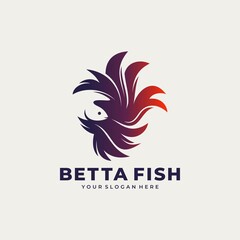betta fish fire modern logo vector illustration design
