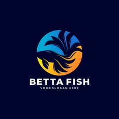Naklejka premium betta fish fire modern logo vector illustration design 
